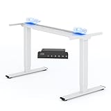 FLEXISPOT Höhenverstellbarer Schreibtisch Gestell, Elektrisch Tischbeine mit 2 Motoren & LED-Höhenanzeige & 4 Speicherfunktionen, höhenverstellbares Tischgestell E1 PRO, Weiß