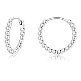 Bewenda Creolen Silber 925 Klein, 925 Sterling Silber Ohrringe Creolen mit kugeln, Unisex Ohrringe Kreolen für Damen Mädchen, Nickelfrei Hypoallergen Schlafen Knorpel, Huggie Rund Ohrschmuck