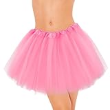 WLLHYF Tutu-Rock, 3-lagig Tüll Pailletten Stern Ballett Tanzröcke Prinzessin Party Kostüm Tutu Festliches Party-Kostüm für Mädchen, Damen, Kind, Weihnachten, Geburtstag (Rosa,40cm)