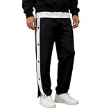 Reha Hose Damen, Jogginghose Knopfleiste Seitlich, Trainingshose mit Seitlicher Knopfleiste Lang Schnellfickerhose Elastisch Sporthose Unisex Sweatshose Loose Abreißhose Sportswear Fitness