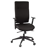 hjh OFFICE 608500 Profi Bürodrehstuhl PRO-TEC 300 Stoff Schwarz Bürosessel ergonomisch, hohe Rückenlehne, Armlehne verstellbar