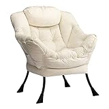 HollyHOME Relaxsessel Sessel mit Stahlrahmen Relaxliege Freizeitsofa Chaiselongue Fauler Stuhl Relax Loungesessel mit Armlehnen, Beige