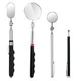 MmotZsb 4 Stück Inspektionsspiegel Set, 360 Grad Drehbarer Teleskopspiegel Mit Greifwerkzeug, Rund Und Oval, Ideal Für Fahrzeuginspektionen, Industrielle Kontrollen Und Haushaltsreparaturen