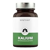 60 Kalium Tabletten hochdosiert - 1000 mg Kalium pro Tablette - Kaliumcitrat Tabletten ideal für Muskeln, Nerven, Blutdruck - vegan - VitaminFuchs Kalium Tabletten - Made in Germany