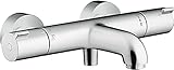 hansgrohe Ecostat - Wannenthermostat Aufputz, Wannenarmatur mit Sicherheitssperre (SafetyStop) bei 40° C, rundes Thermostat für die Badewanne, Mischbatterie für 2 Verbraucher, Chrom, 13201000