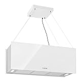 Klarstein Dunstabzug, Insel-Dunstabzug Freihängend, Abluft/Umluft Dunstabzug zur Deckenmontage, Dunstabzugshaube mit 3 Stufen, Timer, 590m³/h Luftstrom & Aktivkohle-Filter, Inselhaube für die Decke