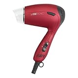 Clatronic Haartrockner klappbar I 1200W Reisehaartrockner I 2 Stufen I inkl. Diffusor und Tasche I Spannungsversorgung umschaltbar 110/230V I Raartrockner klein I Hair Dryer HTD 3429 rot
