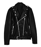 Herren-Motorradjacke mit langen Ärmeln, weiches Kunstleder, Frühling, kurz, BLF05, Leder, Blf05, M