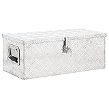 BAZZI Werkzeugkiste Anhängerbox Aluminiumkiste alukiste Transportkiste Transportbox Staukasten mit Schließsystem-Silber-70 x 31 x 27 cm