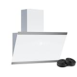 Klarstein FlashLine Dunstabzugshaube – 60 cm Kopffreihaube, Touchscreen, 524 m³/h Luftstrom, A++ Energieeffizienz, LED-Beleuchtung, 34,5 dB, Weiß, Abluft- und Umluftbetrieb
