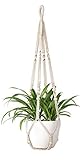 Mkouo Makramee Blumenampel Boho Deko Baumwollseil Blumentopfhalter Hängeampel Pflanzen für Innen Außen Decken Balkone Dekoration, 89cm