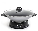 Tefal Multi-Wok, elektrischer Wok mit einstellbarer Temperaturregelung, gesundes Kochen ohne Fett, Thermo-Spot Temperaturanzeige, Glasdeckel, 5 Liter, Antihaftbeschichtung, Made in France, WO3000