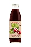 GranarBio Bio Sauerkirsche Direktsaft, 100 Prozent Frucht, Bio-Zertifiziert, ungefiltert, fruchtig säuerlich, kaltgepresst und ohne Zusätze, nicht aus Konzentrat, 750 ml