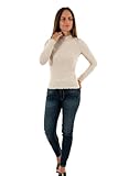 ONLY Damen Dünnes Langarm Shirt | Geripptes Stehkragen Basic Longsleeve ONLEMMA | Gewelltes Oberteil, Farben:Beige, Größe:M
