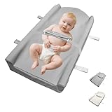 Baby Wickelauflage, Portabilität Wickelunterlage mit Sicherheitsgurt, Weich Rutschfest Wasserdicht Abwaschbar Leichtgewicht Wickelmatte Leicht zu reinigen für den Windelwechsel unterwegs Grau