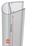 Gedotec Duschtürdichtung streifend 2000mm, Premium Duschdichtung 6 mm - 8 mm, Schwallschutzleiste Dusche als Glasbodendichtung transparent, Duschdichtungen für Duschtüren wasserabweisend