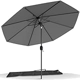 VOUNOT Sonnenschirm 270 cm mit Kurbelvorrichtung, Knickbar, Sonnenschutz UV-Schutz, Balkonschirm Gartenschirm Marktschirm mit Schutzhülle, Grau