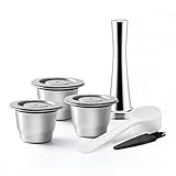 RECAFIMIL Wiederverwendbare Kaffeekapseln, 3 Stück, wiederverwendbare Kaffee-Nespresso-Kapseln mit Tamper, Edelstahl, nachfüllbare Kaffeekapseln, kompatibel mit Nespresso-Maschinen