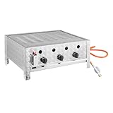 GastroHero Tischbräter TBG3-T | Edelstahl Gasbräter 3-flammig | Profi Gastro Kombibräter mit 3 Brennern | Outdoor Tischgrill 650×570×270 mm inkl. Gasschlauch & Druckminderer | 11 kW