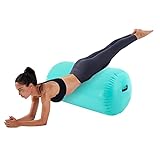 Aufblasbare Air Roll 100cm Aufblasbare Air Barrel Gymnastik Tumbling Matte mit Pumpe, Yoga Gymnastik Zylinder, Gymnastikmatte, Gym Air Barrel, Air Tumbling Track für zuhause, Outdoor, Fitness, Grün