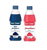 Ved-Sirup für Ice Cone, gemischte Sirups mit beliebten Geschmacksrichtungen, kann mit All Slush| verwendet werden Slushie-Maschinen Blaue Himbeere und Erdbeere je 250 ml (2er Pack)