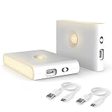 Puhui LED Nachtlicht mit Bewegungsmelder, Aufladbar USB Nachtlicht Kinder mit 3 Modi (Auto/ON/OFF), 2700K Warmweiß Nachtlampe für Schlafzimmer,Treppenhaus, Badezimmer, Schrankbe, Flur [2 Stück] (A)