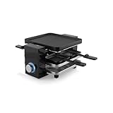 Wintem 4-in-1 Raclette-Platte mit Antihaftbeschichtung, 700 W, ideal zum Backen, Grillen und Backen von Raclette – einstellbarer Thermostat und Leuchtring – Parkbrücke für Töpfe – Kochbereich 21 x 23
