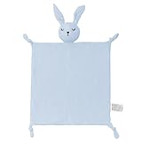 ZIGJOY Schmusetuch Schnuffeltuch mit Hase-Köpfchen Kuscheltuch Musselin Babydecke Komfort für Neugeborene Babys und Kleinkinder ab 0+ Monaten Geschenk zur Geburt für Junge und Mädchen blau