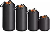 Yangers 4er-Pack kamera objektiv tasche Set, 4mm Neopren camera lens objektivtasche wasserabweisende Kordelzugbeutel – S / M / L / XL beutel für Canon Sony DSLR & spiegellose objektivbeutel