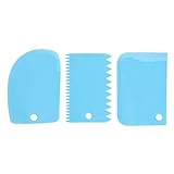 Watreketal 3 Stück Kunststoff Kuchenglätter, Schaber, Konturkamm, Kuchenkantenglätter, Küchen Backwerkzeuge für Verschiedene Formen, Käsemesser, Set