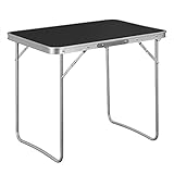 WOLTU Campingtisch Klapptisch Reisetisch mit Griff, 70x50x60cm(LxBxH) zusammenklappbar Gartentisch aus Alu und MDF für Picknick Strand im Freien, Schwarz