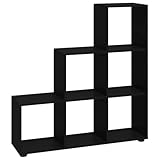 Eleganz Treppenregal Schwarz 107 cm aus Holzwerkstoff - Platzsparendes Regalsystem für kleine Wohnungen, langlebig und stilvoll