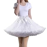 Tmade Damen Tüll Petticoat Tutu Party Mehrschichtiger Puffy Cosplay Rock, Weiß, Länge 40 cm, Taille 56-100 cm