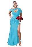 Spaghettiträger Pailletten V-Ausschnitt Heimkehr Kleider Enge Funkelnde Kurze Ballkleid Sexy Bodycon Minikleid, Aqua, 30