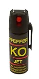 BALLISTOL 24430 Pfeffer-KO Jet 50ml Spray – Verteidigungsspray gegen Tiere – Abwehrspray 5m Sprühweite - Panikverschluss