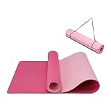 Yogamatte rutschfest und umweltfreundliche TPE Sportmatte mit Tragegurt Gymnastikmatte für Pilates, Workout Fitnessmatte 183 x 61 x 0.6 cm (Pflaume-Rosa)