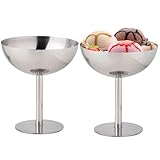Generisch 2 x Edelstahl-Eisbecher, Eisbecher, Dessertschalen mit Fuß, Dessertgläser für ei-s, Obst, Cocktails, Salat, Joghurt und Fruchtpudding (hoch)