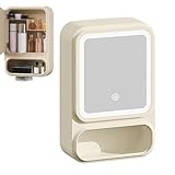 Badezimmer-Spiegelschrank, Badezimmer-Organizer mit Spiegel, Aufbewahrungs-Organizer mit LED-Lichtern, magnetischer Taschentuchspender, moderne Dekoration für Shampoo, Make-up