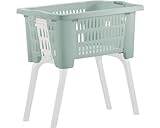 Moderner Wäschekorb mit klappbaren Beinen, in Grau, Grün oder Taupe. Hergestellt aus robustem Kunststoff. Faltbarer Wäschesammler, ideal für Badezimmer und Waschraum.