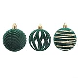 Ästhetische Dekokugel 6er Set perfekt gearbeitete Beflockung Ornamente für Ihren Baum (grün)