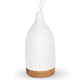 Aroma Diffuser, GuKKK Weiß Keramik Diffusor für Ätherische Öle, Aromatherapie Düfte Luftbefeuchter mit Einstellbarem Nebelmodus, 7 Farben LED, Timer-Einstellung, für Schlafzimmer, Yoga, Büro (100ml)