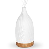 Aroma Diffuser, GuKKK Weiß Keramik Diffusor für Ätherische Öle, Aromatherapie Düfte Luftbefeuchter mit Einstellbarem Nebelmodus, 7 Farben LED, Timer-Einstellung, für Schlafzimmer, Yoga, Büro (100ml)