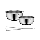 WMF Set 2-teilig Profi Plus Rührblitz mit Reduzierring 32 cm, Cromaragan Edelstahl teilmattiert und Gourmet Küchenschüssel-Set (2-teilig) 22 und 24 cm, Cromargan Edelstahl, multifunktional, stapelbar