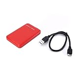 AMIUHOUN Festplattengehäuse, 6,3 cm (2,5 ), 4 Farben, USB 3.0, SATA3.0, externes HDD-Gehäuse, unterstützt 3 TB Übertragung, Rot