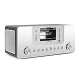 TechniSat DIGITRADIO 574 IR – Stereo-Internetradio (DAB+, FM, WLAN, Bluetooth-Audiostreaming, 4 Zoll Farbdisplay, USB, AUX in, Kopfhöreranschluss, Wecker, 10 Watt, App-/Fernbedienung) Silber