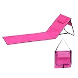 Spetebo Liegematte faltbar mit Verstellbarer Rückenlehne - pink - Strandliege 152 x 51 cm faltbar mit Tragegurt - Garten Liege Sonnenliege Camping Picknick Reise Urlaub mit Bodenmatte Staufach