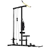 SportPlus I I Latzugturm, Robustes Seilzugsystem mit leisen Umlenkrollen, Latzugstation für zu Hause, inkl. Latzugstange, Trizepsseil & Bizepsstange, Nutzergewicht bis 100kg