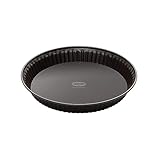 Dr. Oetker Quicheform Ø 28 cm, Tarteform der Serie Back-Edition mit Emaille-Hebeboden, runde Backform mit Antihaft-Ring (Farbe: braun), Menge: 1 Stück