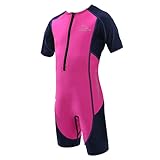 Aqua Sphere Stingray SJ43502048 Neoprenanzug für Kinder, kurzärmelig, hält Kinder warm und 100 % UV-Schutz, Bewegungsfreiheit im und außerhalb des Wassers, Unisex-Kinder, Größe 8, Rosa/Marineblau