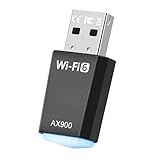 USB WLAN Stick Adapter für PC - AX900 USB WLAN Adapter Dual Band 2.4GHz/5GHz mit eingebautem Treiber, USB WiFi 6 Adapter für PC/Desktop/Laptop, Kompatibel mit Windows 11/10/8.1/8/7